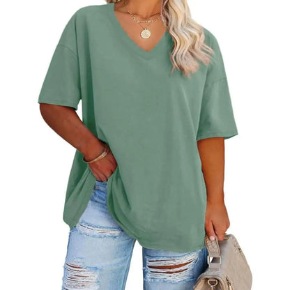 Women's V Neck T Shirts Summer Half Sleeve Tees