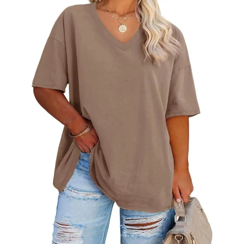 Women's V Neck T Shirts Summer Half Sleeve Tees