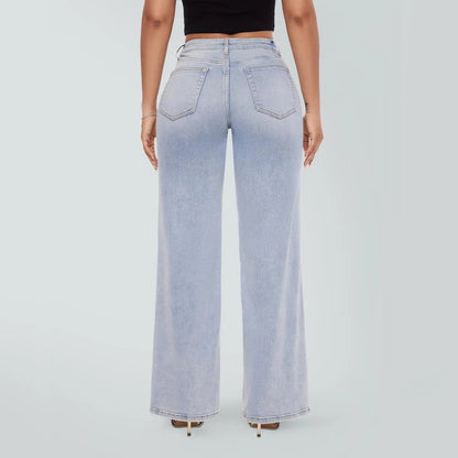 Rise Baggy Jeans Stretchy Wide Leg for Women