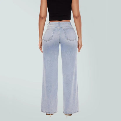 Rise Baggy Jeans Stretchy Wide Leg for Women