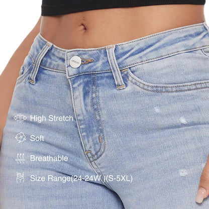 Rise Baggy Jeans Stretchy Wide Leg for Women