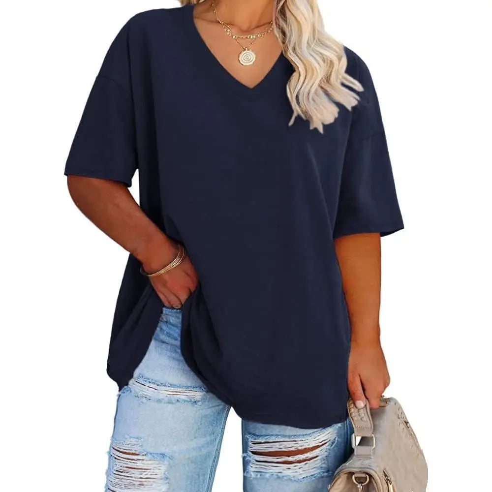 Women's V Neck T Shirts Summer Half Sleeve Tees