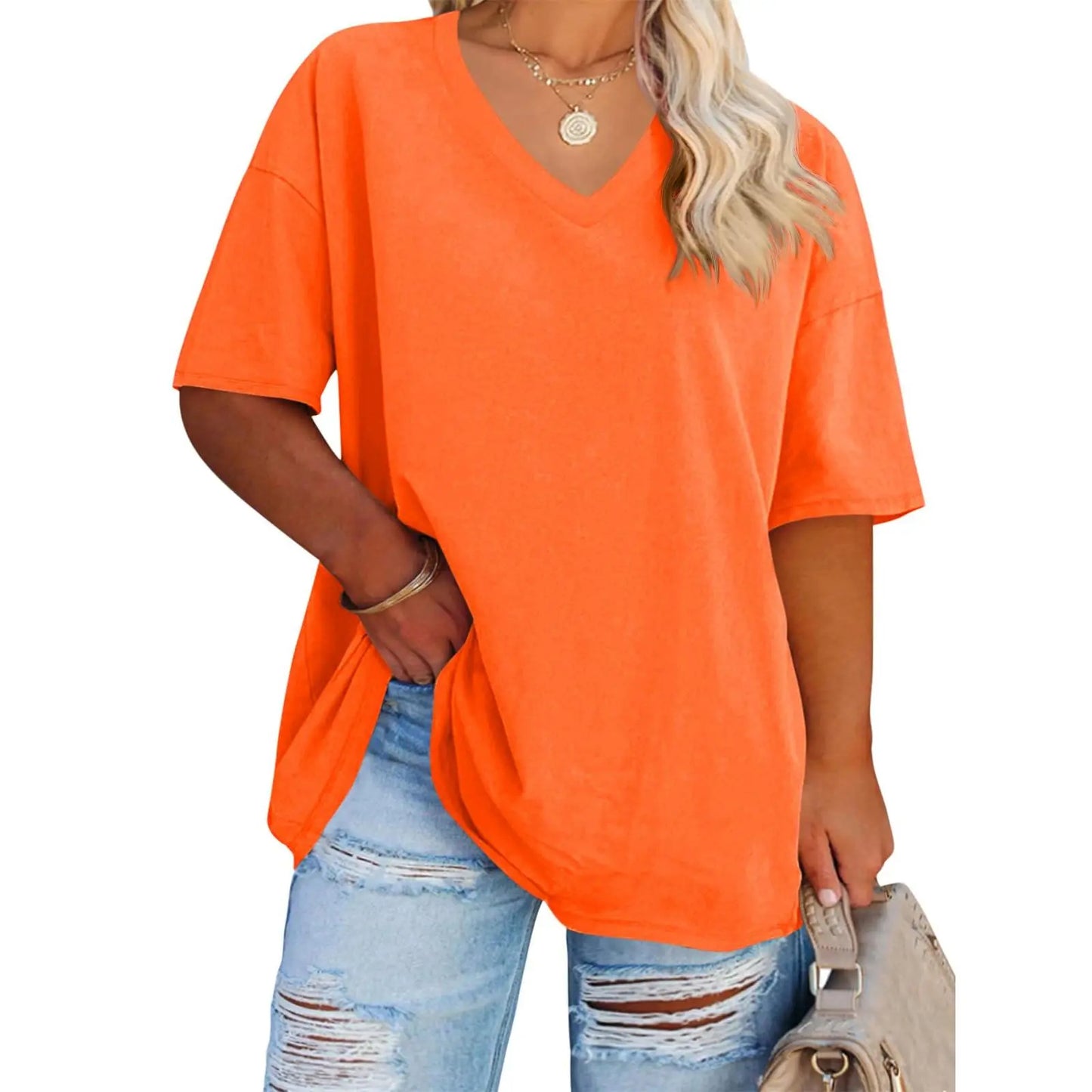 Women's V Neck T Shirts Summer Half Sleeve Tees