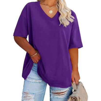 Women's V Neck T Shirts Summer Half Sleeve Tees