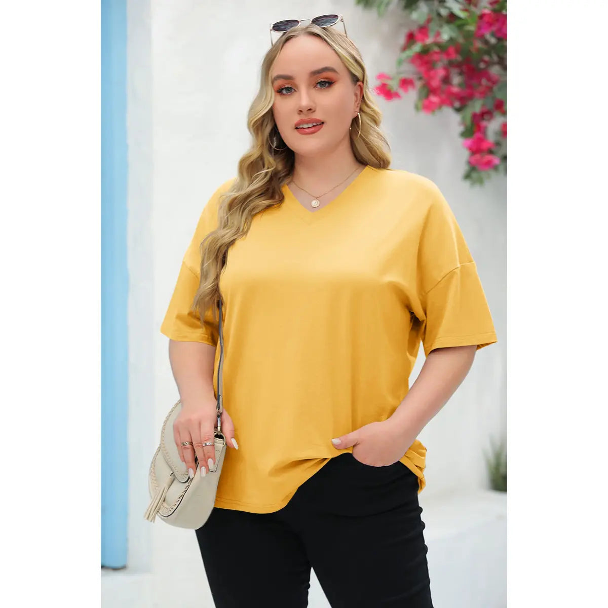 Women's V Neck T Shirts Summer Half Sleeve Tees