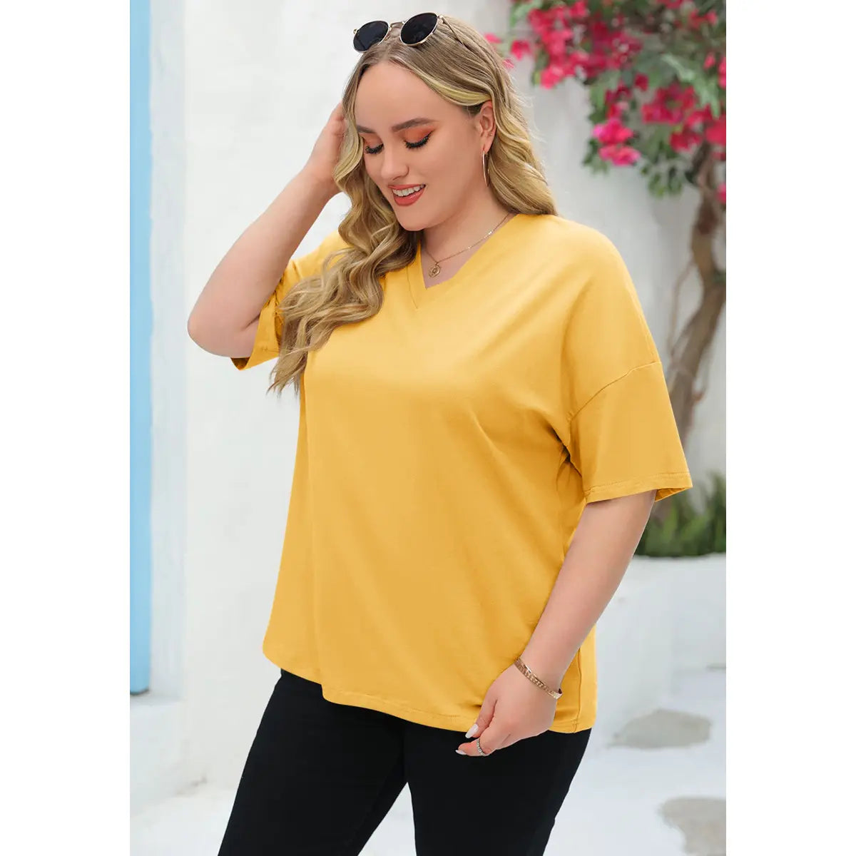 Women's V Neck T Shirts Summer Half Sleeve Tees