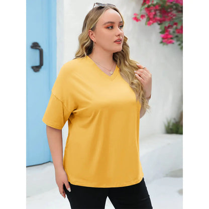 Women's V Neck T Shirts Summer Half Sleeve Tees