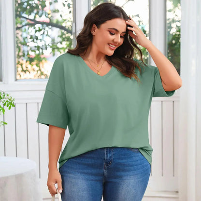 Women's V Neck T Shirts Summer Half Sleeve Tees