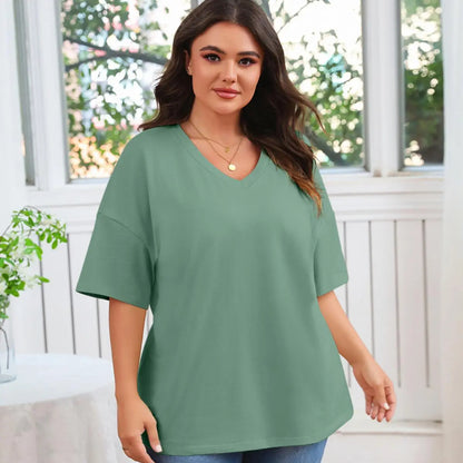 Women's V Neck T Shirts Summer Half Sleeve Tees