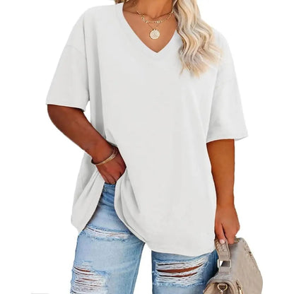 Women's V Neck T Shirts Summer Half Sleeve Tees