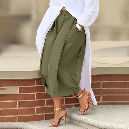 Women's Minimalist Basic Baggy Cotton Lantern Pants