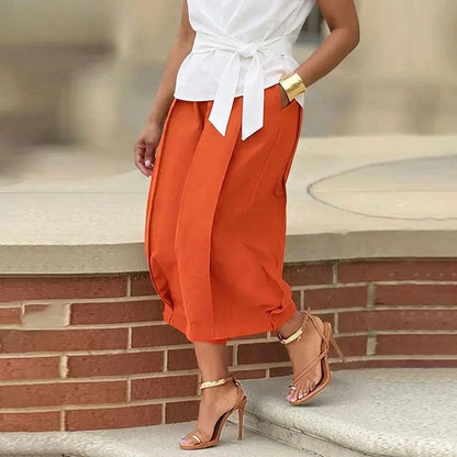 Women's Minimalist Basic Baggy Cotton Lantern Pants