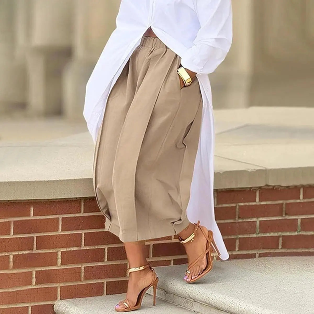 Women's Minimalist Basic Baggy Cotton Lantern Pants