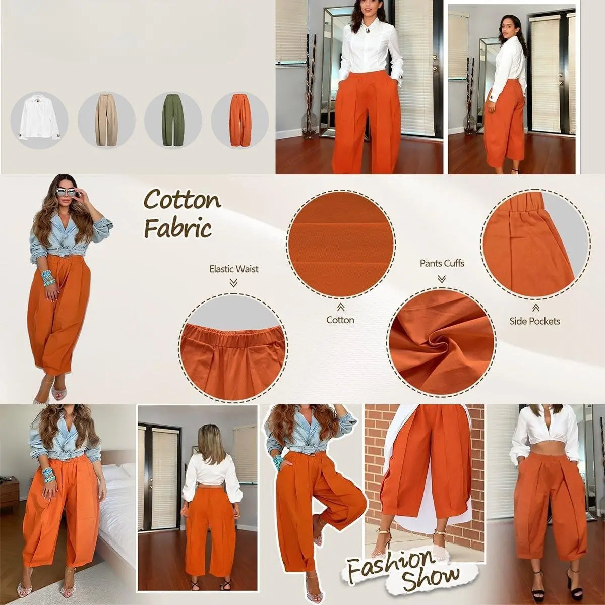 Women's Minimalist Basic Baggy Cotton Lantern Pants
