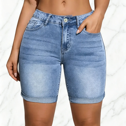 [Final Clearance Sale]Women’s Washed Slim Fit Denim Shorts with Pockets
