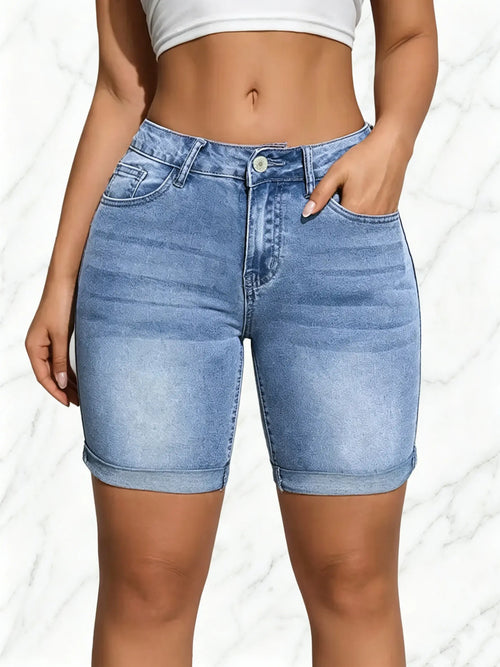 [Final Clearance Sale]Women’s Washed Slim Fit Denim Shorts with Pockets
