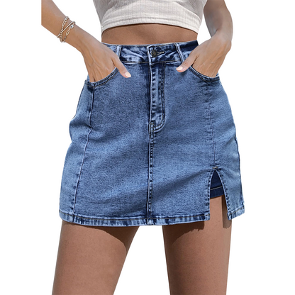 🌞 Summer Favorite Denim Skort 👖 Casual High-Waist Mini Skirt with Built-In Shorts 💖