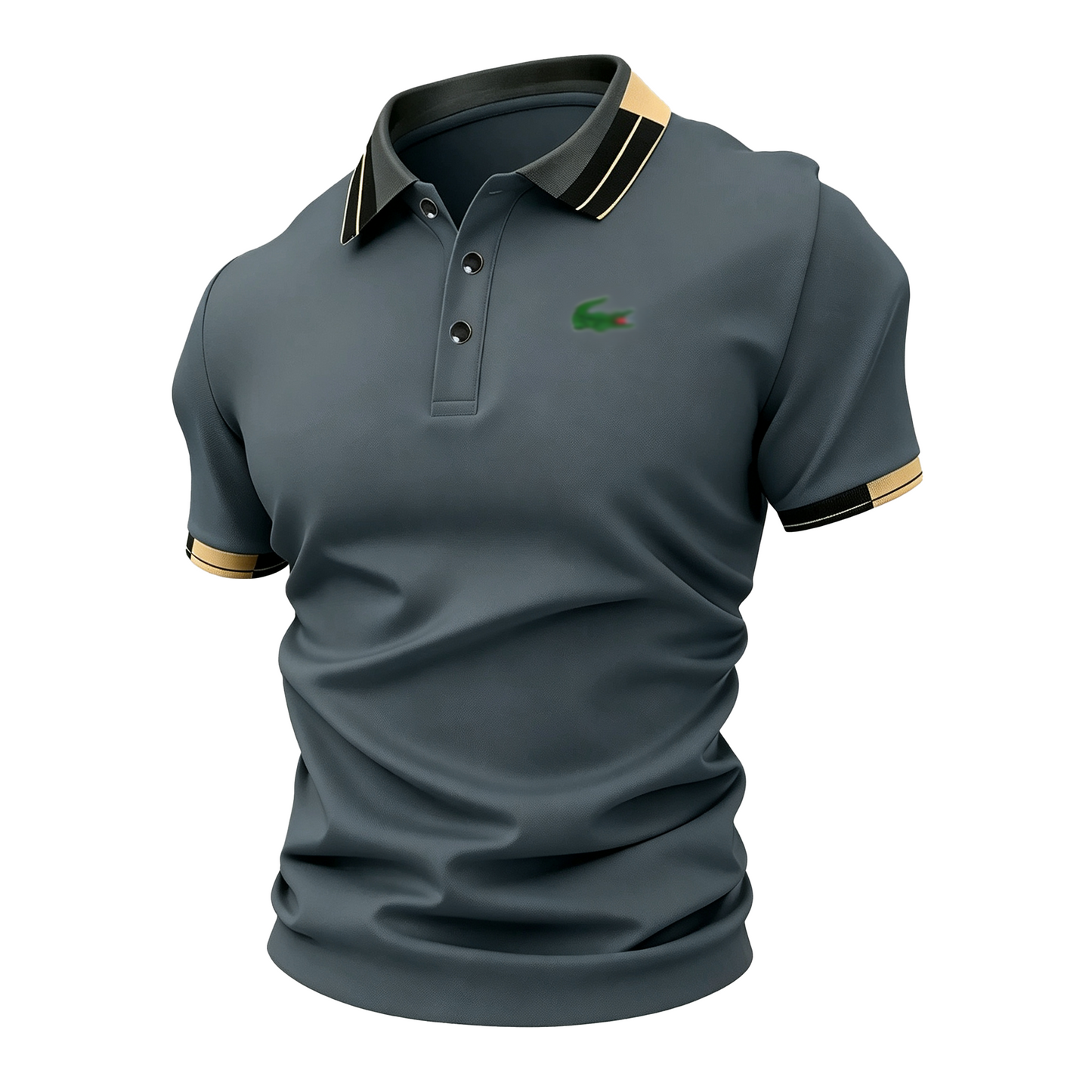 Men’s Crocodile Print Polo Shirt – Breathable Casual Stretch Fit Top
