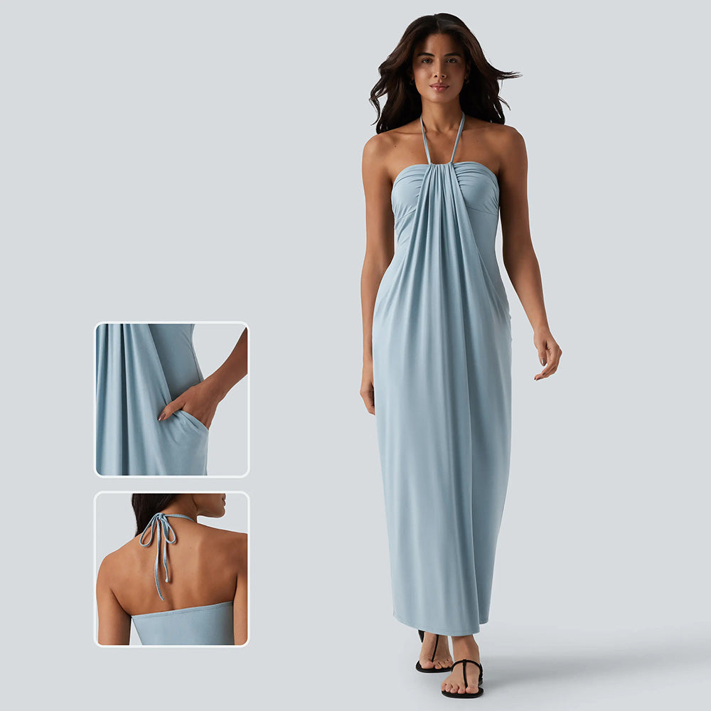 Final Sale🔥Halter Tie Back Maxi Dress with Pockets