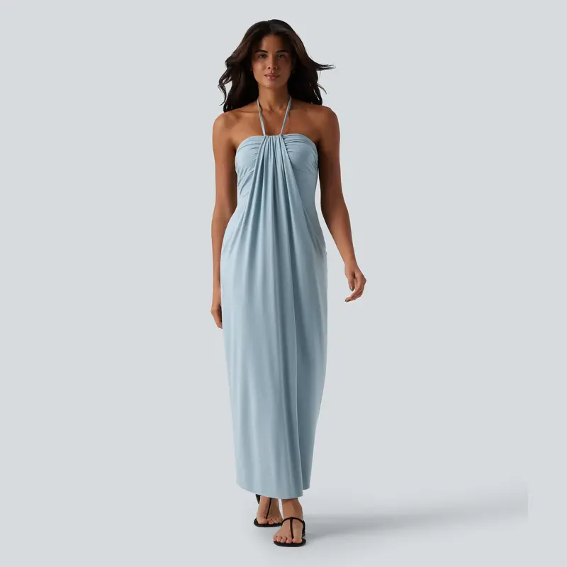 Final Sale🔥Halter Tie Back Maxi Dress with Pockets