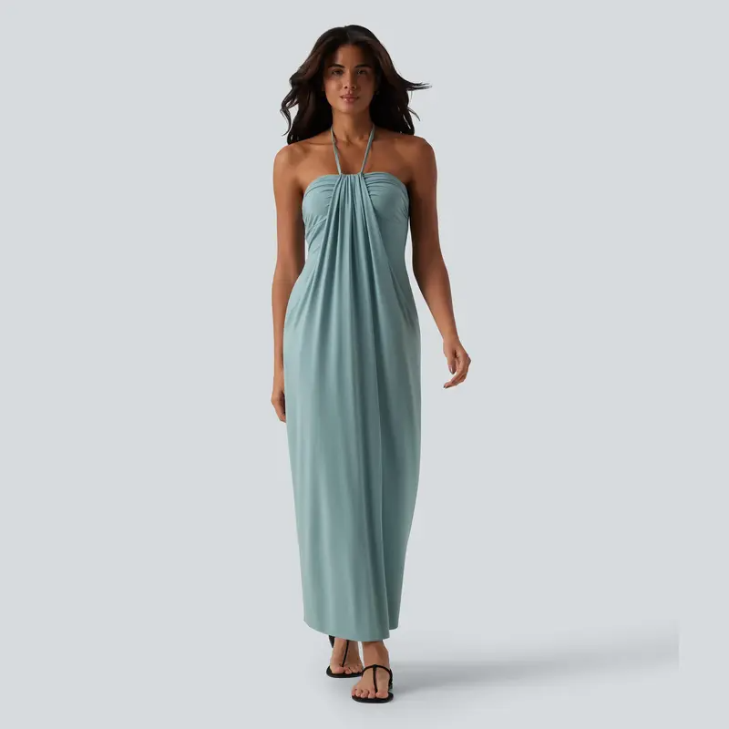 Final Sale🔥Halter Tie Back Maxi Dress with Pockets