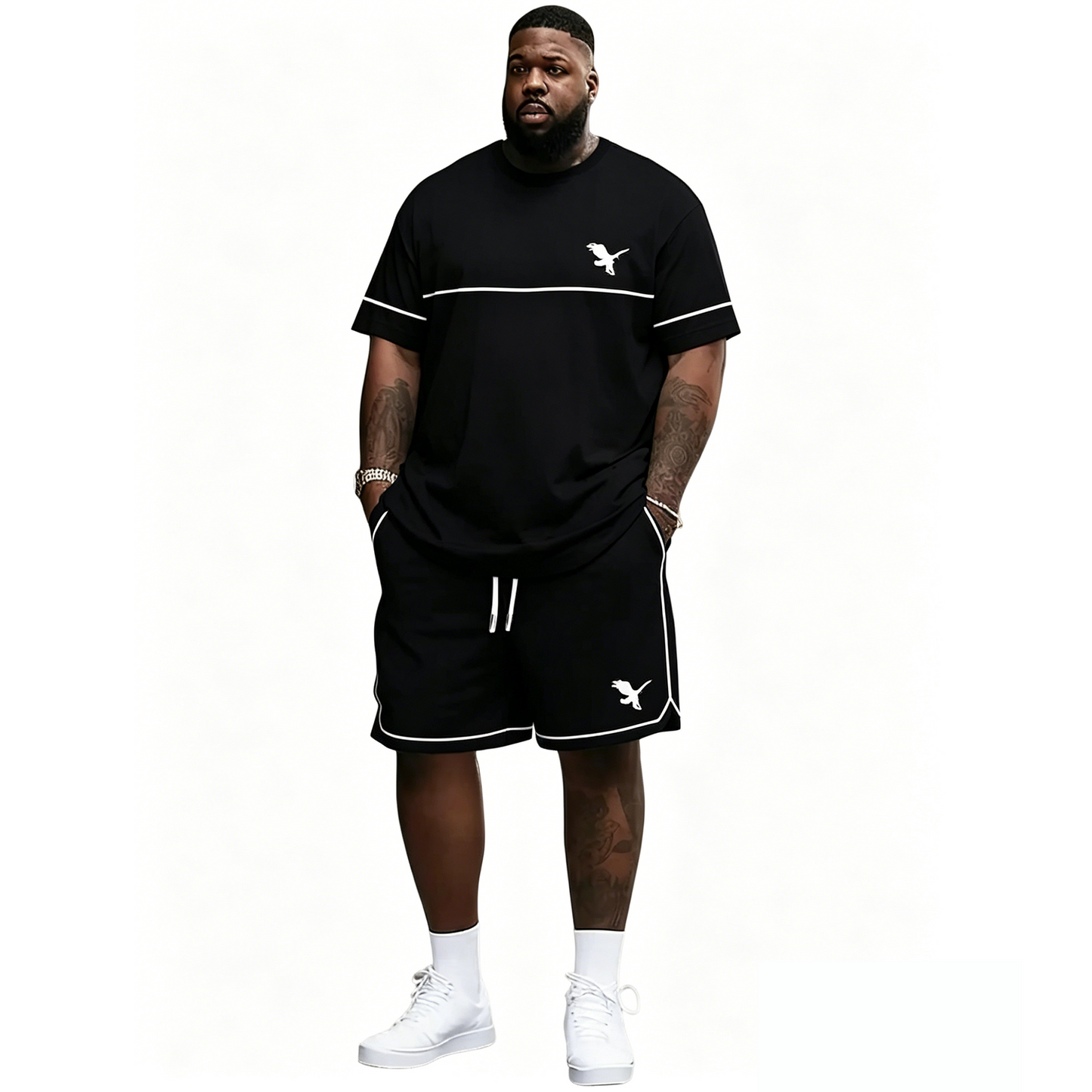 Men's Summer 2-Piece Set – Ultra-Breathable 3D Print Tee & Shorts, All-Day Comfort