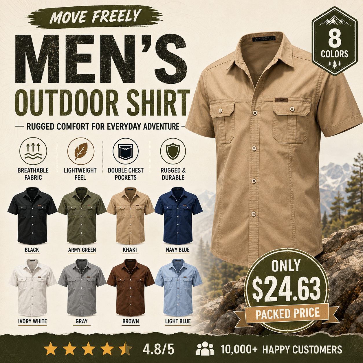 🔥 BEST SELLER | 8 PACK $24.63 | Lightweight Outdoor Shirt