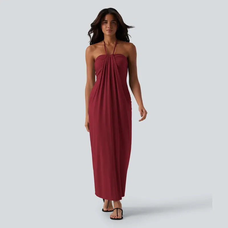 Final Sale🔥Halter Tie Back Maxi Dress with Pockets
