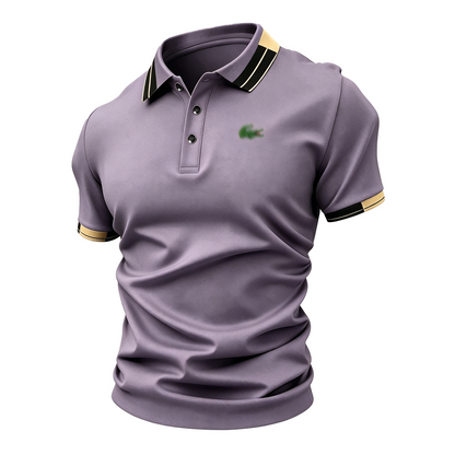 Men’s Crocodile Print Polo Shirt – Breathable Casual Stretch Fit Top