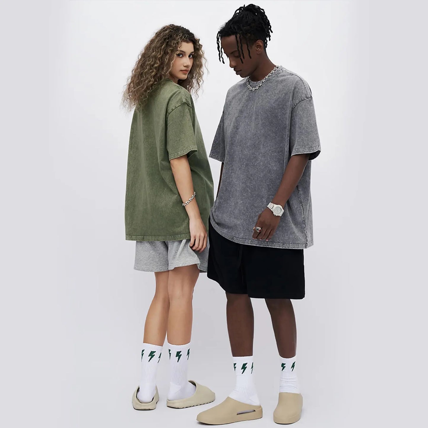 SHEEN 3 Pack Women's Oversized Acid Wash Tees