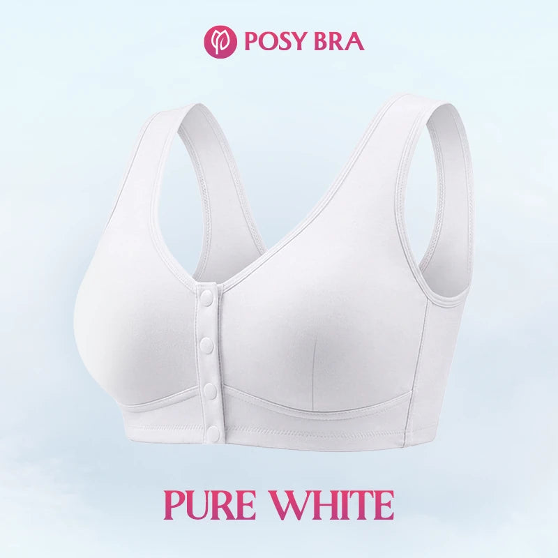 Front Closure Breathable Cotton Lifting Bra for Seniors